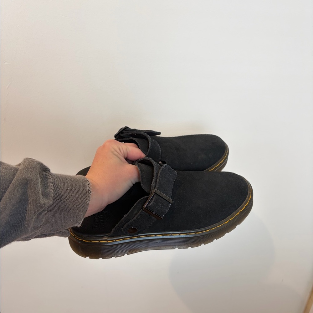Dr. Martens Black Suede Mules